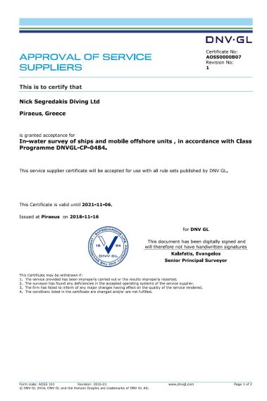 DNV GL - Approval of Service Suppliers | NSD LTD
